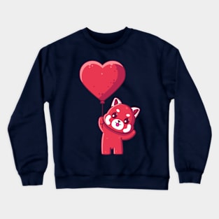 Cute red panda holding love balloon Crewneck Sweatshirt